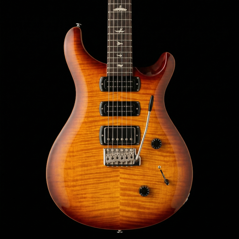 PRS SE Studio guitar in Orange Tiger Smokeburst color.