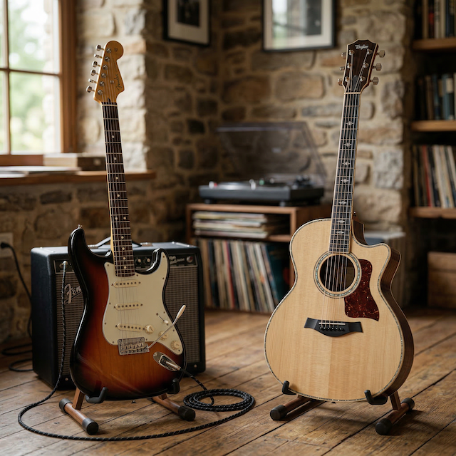 Fender strat vs. Taylor acoustic