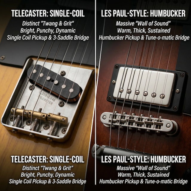 Twang & Grit" of a Telecaster and "Wall of Sound of a Les Paul