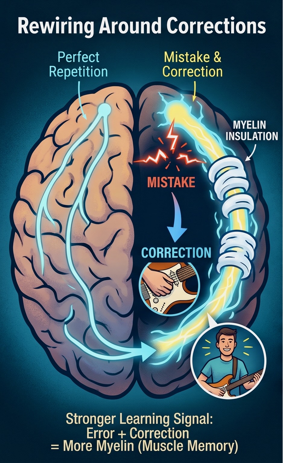 Brain image showing mistakes = corrections