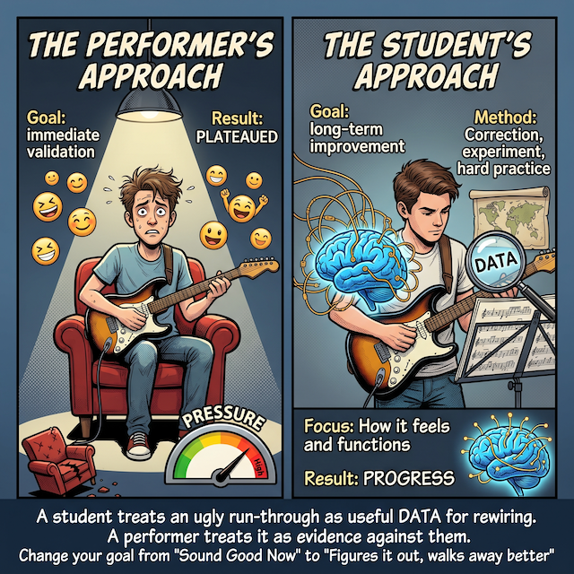Performer vs student approach in cartoon style