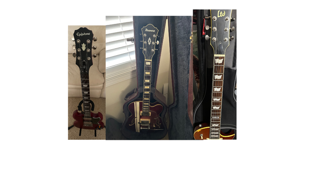Epiphone SG, Ibanez AFS80T, ESP Ltd EC-256